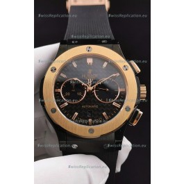 Hublot Classic Fusion Chronograph Ceramic Yellow Gold Bezel Carbon Dial 1:1 Mirror Replica Watch 