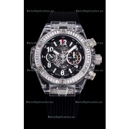 Hublot Big Bang Unico Plexiglass Casing 1:1 Mirror Edition Swiss Replica Watch Black Strap