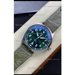 IWC Pilot MARK Series IW328205 1:1 Mirror Swiss Replica Watch in Green Dial Leather Strap
