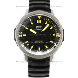 IWC Aquatimer IW358001 1:1 Titanium Mirror Swiss Replica Watch in Black Dial Rubber Strap