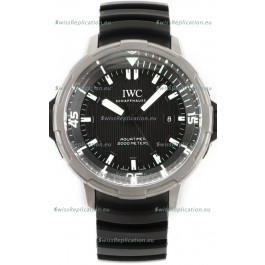 IWC Aquatimer IW358002 1:1 Titanium Mirror Swiss Replica Watch in Black Dial Rubber Strap