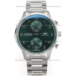 IWC Portuguese Chronograph Swiss Replica Watch in Steel Case Green Dial - 1:1 Mirror Replica Edition
