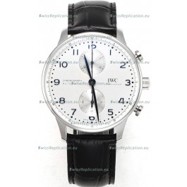IWC Portuguese Chronograph Swiss Replica Watch in Steel Case White Dial - 1:1 Mirror Replica Edition
