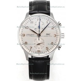 IWC Portuguese Chronograph Swiss Replica Watch in Steel Case Steel White Dial - 1:1 Mirror Replica Edition
