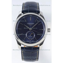 Longines Master Collection Automatic Moonphase Blue Dial Swiss Replica Watch Leather Strap