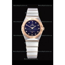 Omega Constellation Ladies Swiss Quartz 1:1 Mirror Replica - Two Tone Casing in Black Starry Dial 