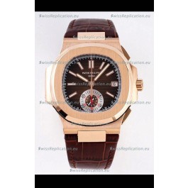 Patek Philippe Nautilus 5980/1R-001 Rose Gold 904L Steel Case in Brown Dial - 1:1 Mirror Replica