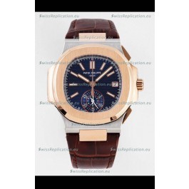 Patek Philippe Nautilus 5980/1R-001 Rose Gold Two Tone 904L Steel Case in Blue Dial - 1:1 Mirror Replica