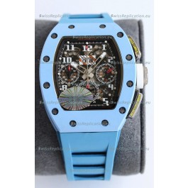 Richard Mille RM011 Blue Ceramic Casin Blue Rubber Strap 1:1 Mirror Swiss Replica Watch 