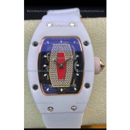 Richard Mille RM-07-01 Diamonds Dial White Ceramic Ladies 1:1 Swiss Replica Watch 