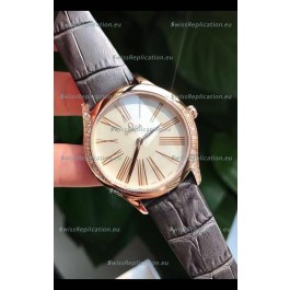 Omega De Ville Tresor Edition Swiss Quartz Watch 36MM Rose Gold Casing White Dial