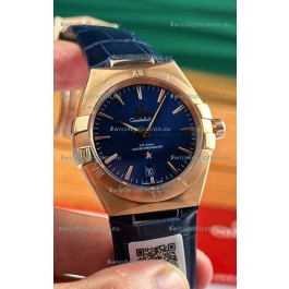 Omega Co-Axial Constellation 39MM Rose Gold Bue Dial 1:1 Mirror Replica Watch