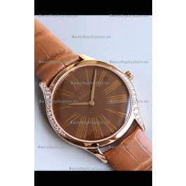Omega De Ville Tresor Edition Swiss Quartz Watch 36MM Rose Gold Casing Brown Dial
