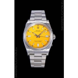 Rolex Oyster Perpetual REF#124300 41MM Cal.3230 Movement Swiss Replica Yellow Dial 904L Steel 1:1 Mirror Replica Watch