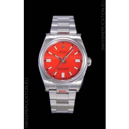 Rolex Oyster Perpetual REF#124300 41MM Cal.3230 Movement Swiss Replica Red Dial 904L Steel 1:1 Mirror Replica Watch