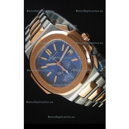 Patek Philippe Nautilus 5980 Chronograph Two Tone Case Blue dial - 1:1 Mirror Replica