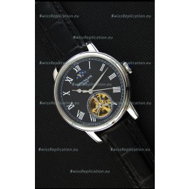 Patek Philippe Japanese MoonPhase Tourbillon Replica Watch Black Dial