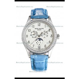 Patek Philippe Complications 4948G Annual Calendar Moonphase White Dial White Gold Swiss Replica 