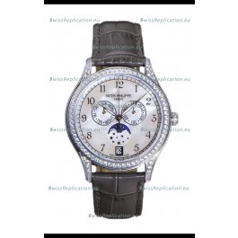 Patek Philippe Complications 4948G Annual Calendar Moonphase Pearl Dial White Gold Swiss Replica 
