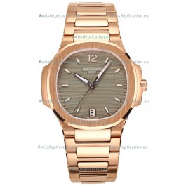 Patek Philippe Nautilus 7118R 35MM 1:1 Rose Gold Grey Dial 1:1 Mirror Replica Watch