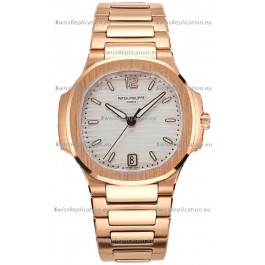 Patek Philippe Nautilus 7118R 35MM 1:1 Rose Gold White Dial 1:1 Mirror Replica Watch