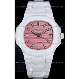 Patek Philippe Nautilus 5711 AET Remould White Ceramic Edition Pink Dial Swiss Replica Watch