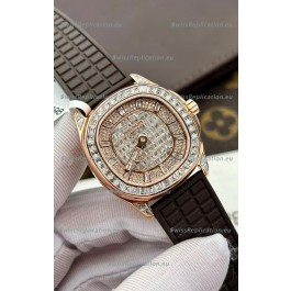 Patek Philippe Aquanaut 5062/450R-001 Rose Gold Diamonds Paved Swiss Replica Watch 