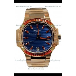 Patek Philippe Nautilus 7118R 35MM 1:1 Rose Gold Case Blue Dial 1:1 Mirror Replica Watch