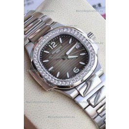 Patek Philippe Nautilus 7010/1G-012 32MM 1:1 Mirror Replica - Genuine Diamonds on Bezel 