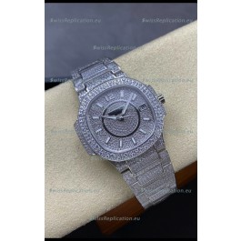 Patek Philippe Nautilus 7010 Diamonds Paved Stainless Steel 32MM 1:1 Mirror Replica - Genuine Diamonds