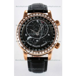 Patek Philippe 6104R Grand Complications Superclone Watch in Rose Gold - Diamonds Bezel 