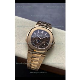 Patek Philippe Super Clone Nautilus 5712/R 1:1 Quality Watch in Brown Dial Gold Strap