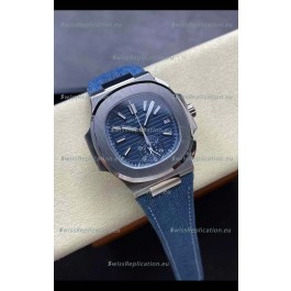 Patek Philippe Nautilus 5980/60G-001 904L Steel Case in Blue Dial Fabric Strap - 1:1 Mirror Replica