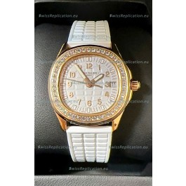 Patek Philippe Superclone Aquanaut 5072R Mossanites Paved Watch in Rose Gold Casing