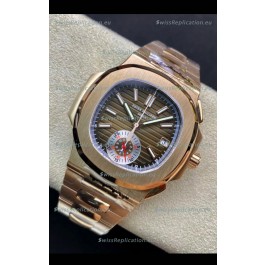 Patek Philippe Nautilus 5980/R Chronograph Rose Gold on 904L Steel Case in Brown Dial - 1:1 Mirror Replica