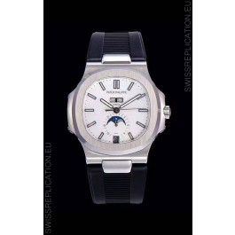 Patek Philippe Nautilus 5726A 1:1 Mirror Swiss Watch White Dial Rubber Strap 