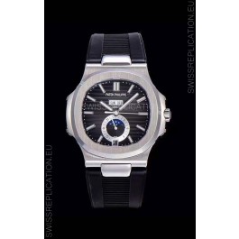 Patek Philippe Nautilus 5726A 1:1 Mirror Swiss Watch Black Dial Rubber Strap 