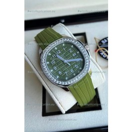 Patek Philippe Aquanaut 5267 Swiss Replica Green Dial in Stainless Steel Diamonds Bezel 38.5MM