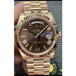 Rolex Day Date Presidential 18K Rose Gold Watch 40MM - Brown Dial 1:1 Mirror Quality