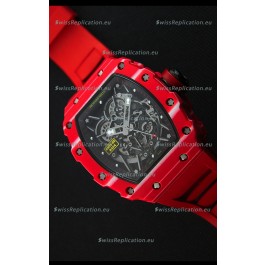Richard Mille RM35-02 One Piece Red Forged Carbon Case Watch in Red Strap