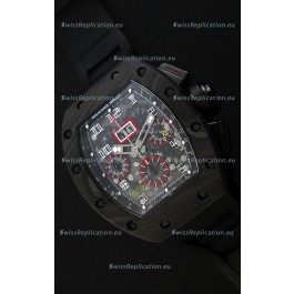 Richard Mille RM011-FM Felipe Massa One Piece Black Forged Carbon Case Watch in Black Strap