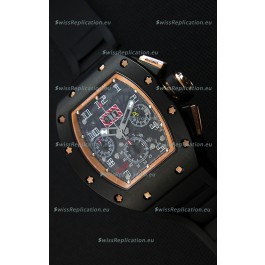 Richard Mille RM011-FM Felipe Massa Black Ceramic Case Watch in Black Strap