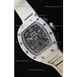 Richard Mille RM011-FM Felipe Massa White Ceramic Case Watch in White Strap