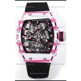 Richard Mille RM38-02 White/Pink Carbon Bubba Watson Black Nylon Tourbillon Movement 1:1 Mirror Replica
