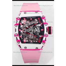 Richard Mille RM38-02 White/Pink Carbon Bubba Watson Pink Rubber Tourbillon Movement 1:1 Mirror Replica