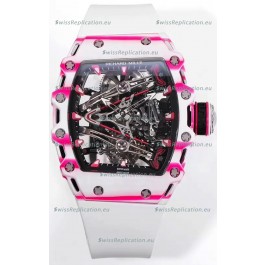 Richard Mille RM38-02 White/Pink Carbon Bubba Watson White Rubber Tourbillon Movement 1:1 Mirror Replica