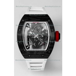 Richard Mille RM055 Black Carbon Casing White Rubber 1:1 Superclone Genuine Tourbillon Watch 