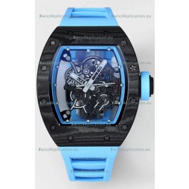 Richard Mille RM055 Black Carbon Casing Blue Rubber 1:1 Superclone Genuine Tourbillon Watch 