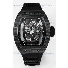 Richard Mille RM055 Black Carbon Casing Black Rubber 1:1 Superclone Genuine Tourbillon Watch 
