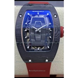 Richard Mille RM07 Black Carbon Casing Red Strap 1:1 Superclone Swiss Replica Watch 
